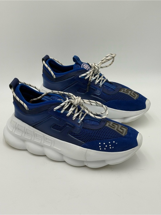 Versace Other - Versace Chain Reaction Sneakers Blue Mesh Suede Luxury Low Top Luxury Size 12